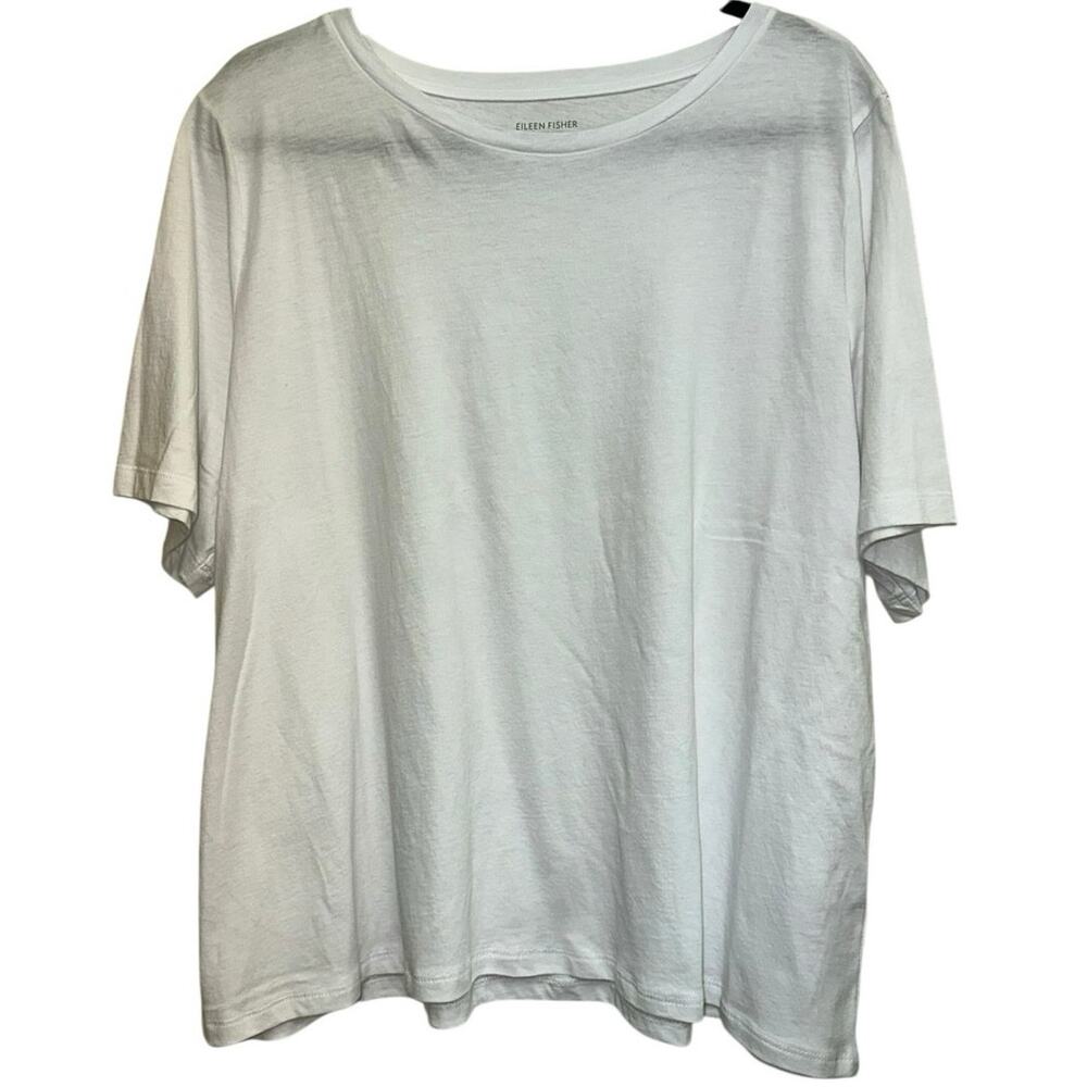 Eileen Fisher Organic Cotton Tee XL White Minimalist Boxy Top‎